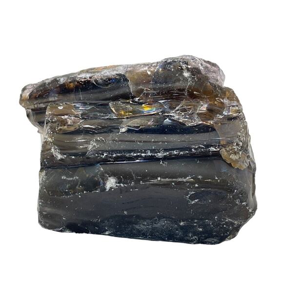 Amber Rootbeer Art Glass Cullet Layered Slag Glass #5L140 - Picture 3 of 7